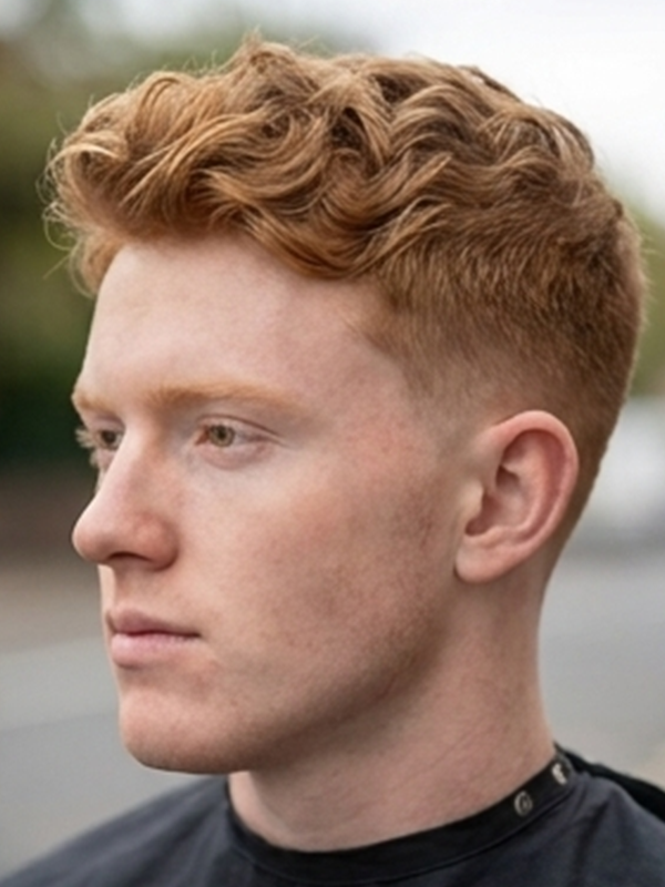 Crew cut muy apurado en un hombre de pelo rizado