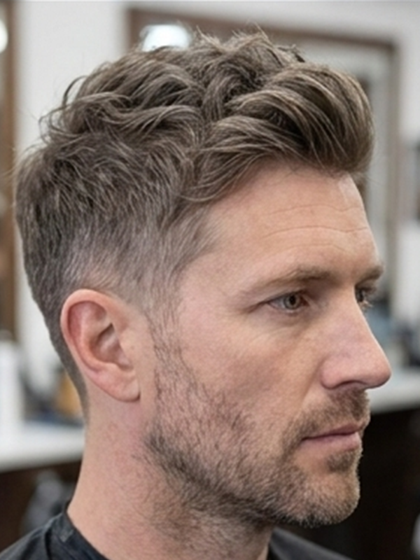Crew cut en un hombre de pelo canoso