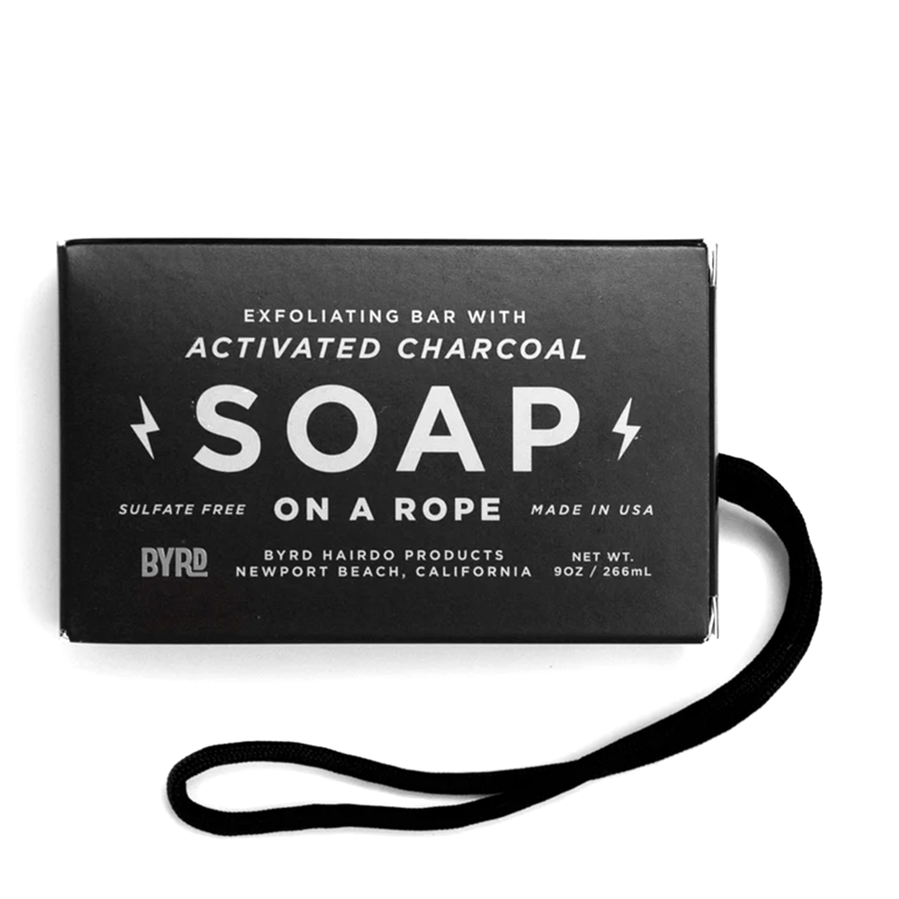 Byrd Pastilla de jabón con cuerda exfoliante con carbón activado
