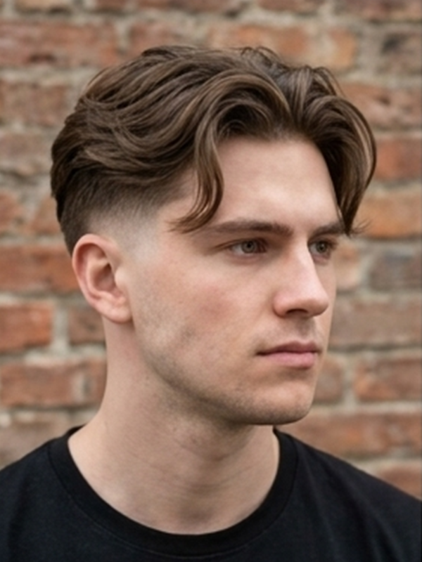 Curly curtains en un hombre de pelo rizado