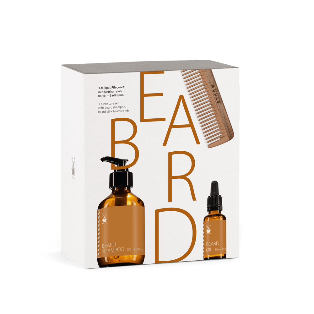 Mühle Set de cuidado de barba, 4 piezas, Rowan & Walnut, Vegano