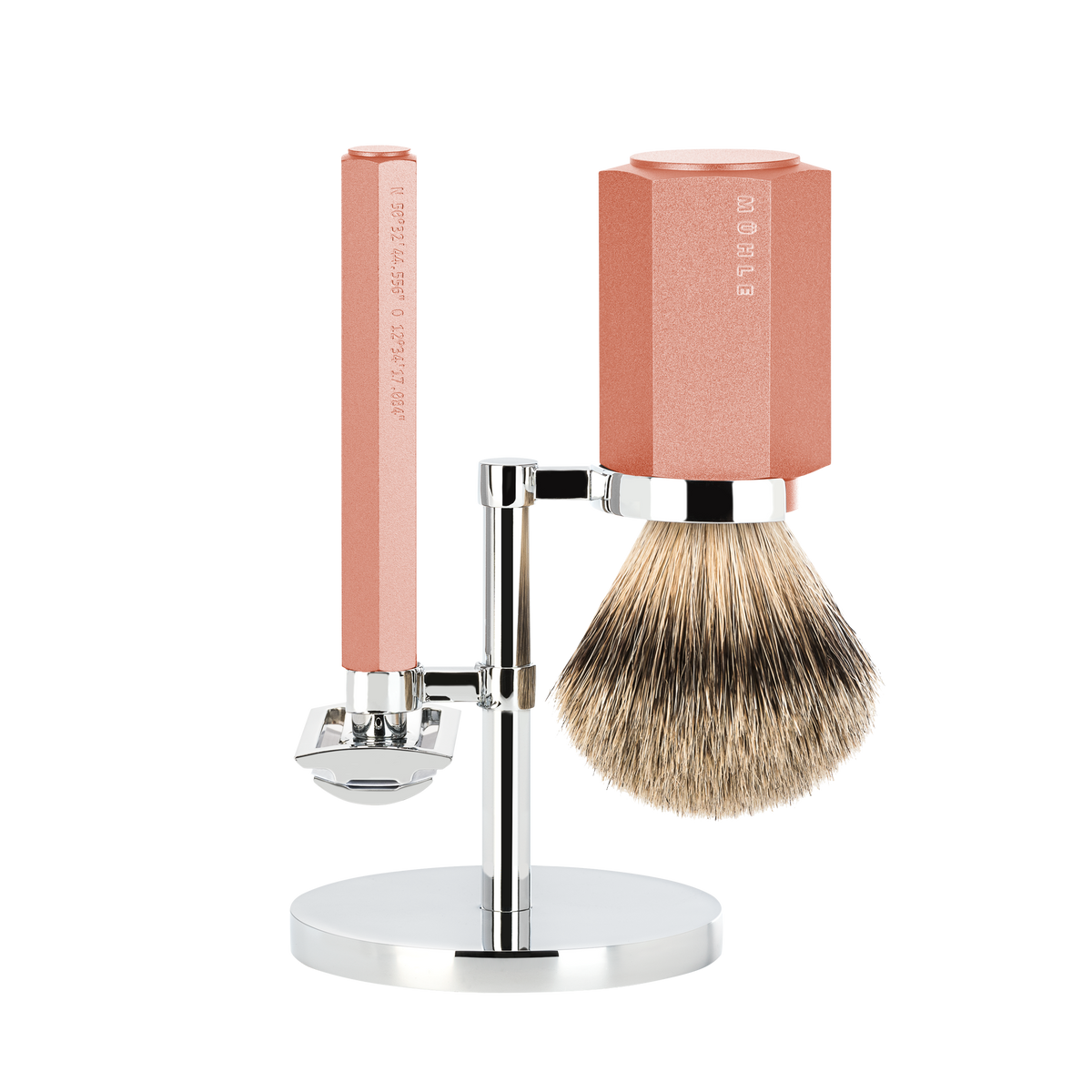 Juego de afeitado Hexagon Sunrise con brocha de afeitar Silvertip Badger