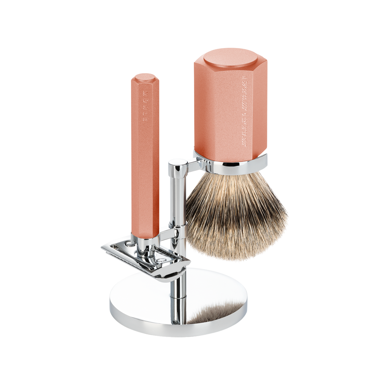 Juego de afeitado Hexagon Sunrise con brocha de afeitar Silvertip Badger