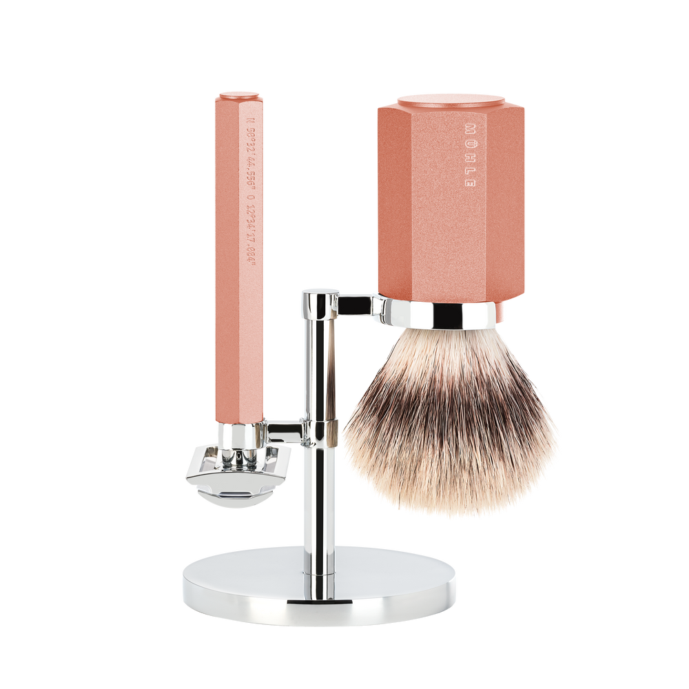 Mühle Set de afeitado Hexagon Sunrise con Brocha de afeitar Silvertip Fibre®
