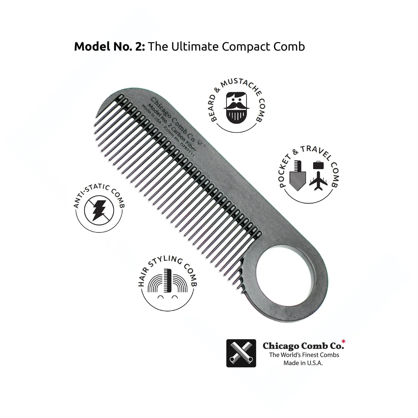 Beard Comb Model No. 2 – Carbon