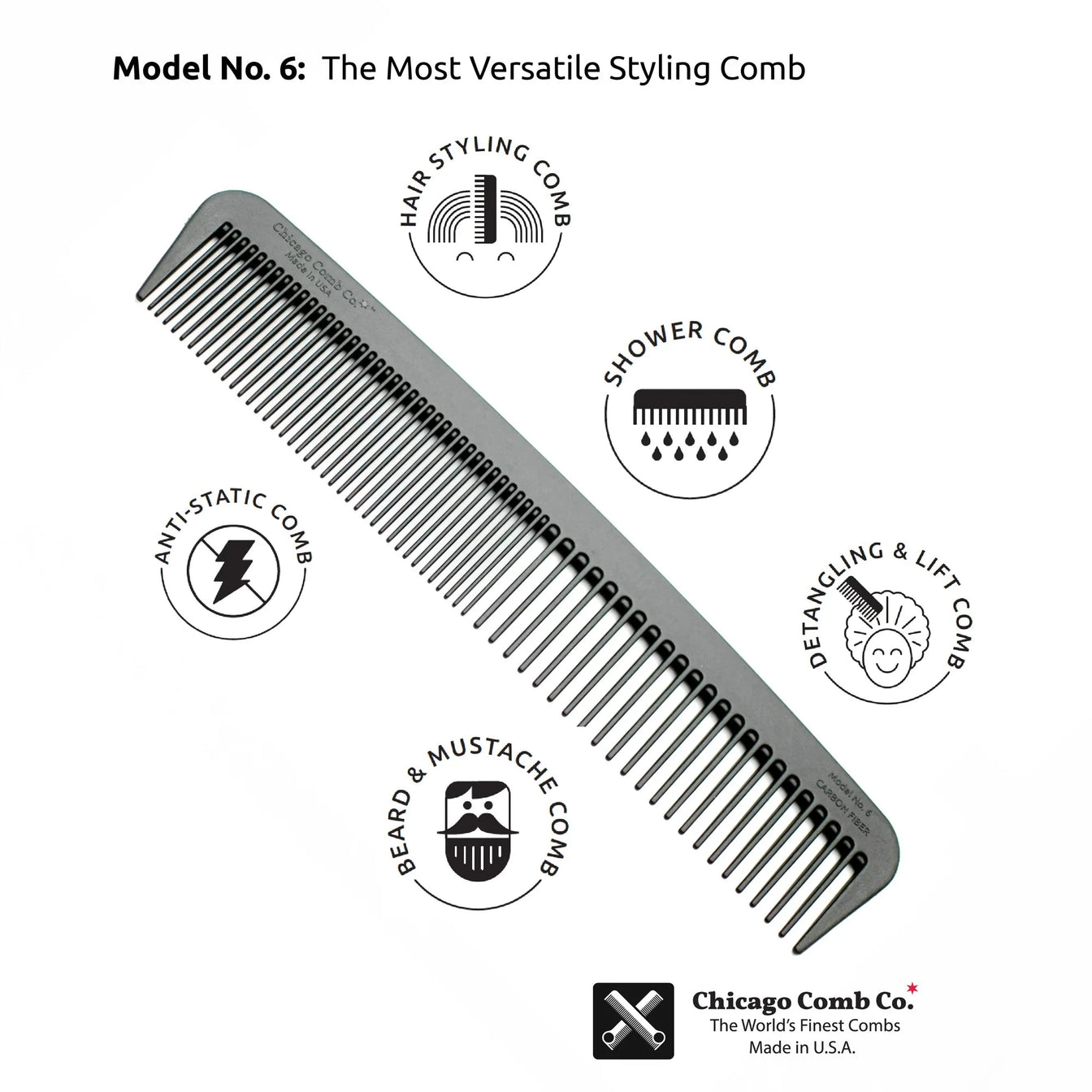 Hair Comb Model No. 6 – Carbon Fiber