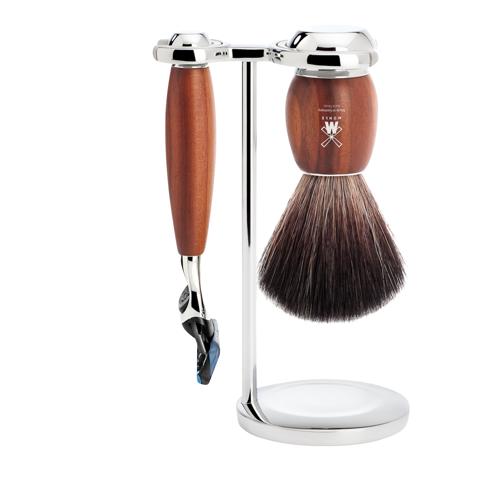 Juego de Afeitado Vivo de 3 Piezas - Madera de Ciruelo
