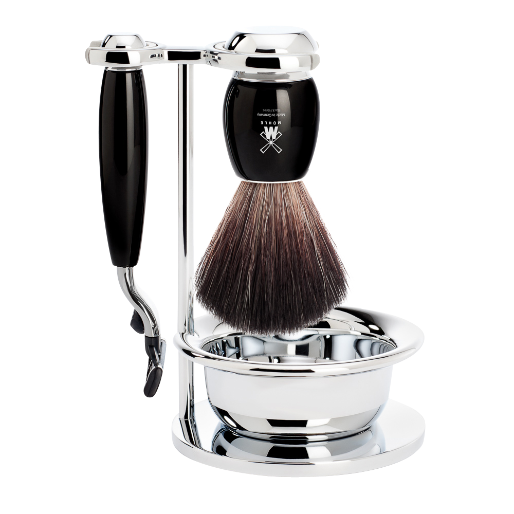 Mühle Set de afeitado Vivo Mach3 4 piezas – Negro