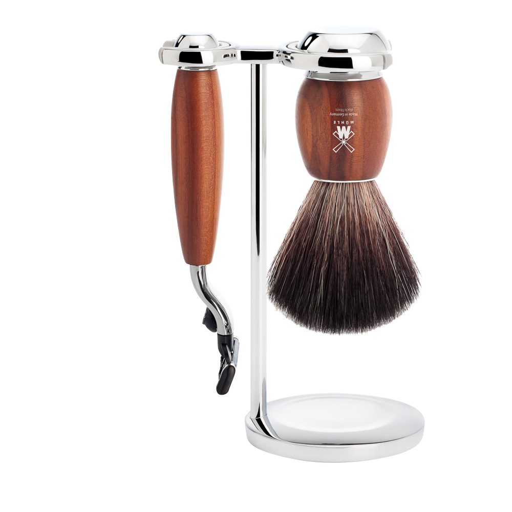 Juego de Afeitado Vivo de 3 Piezas - Madera de Ciruelo