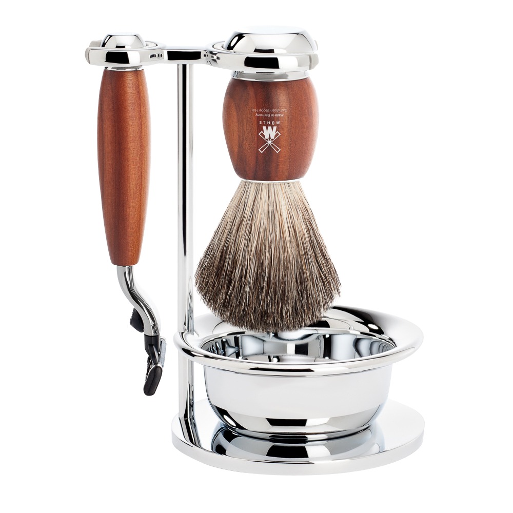 Mühle Set de afeitado Vivo 4 piezas – Madera de Ciruelo