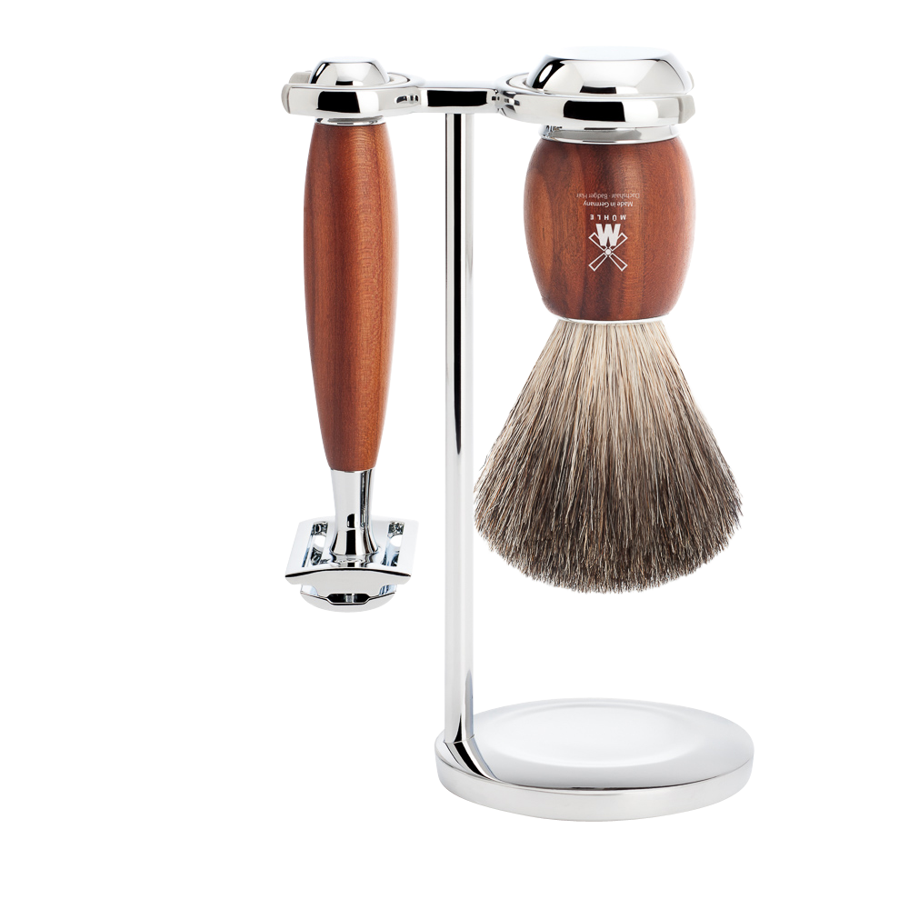 Juego de Afeitado Vivo de 3 Piezas - Madera de Ciruelo