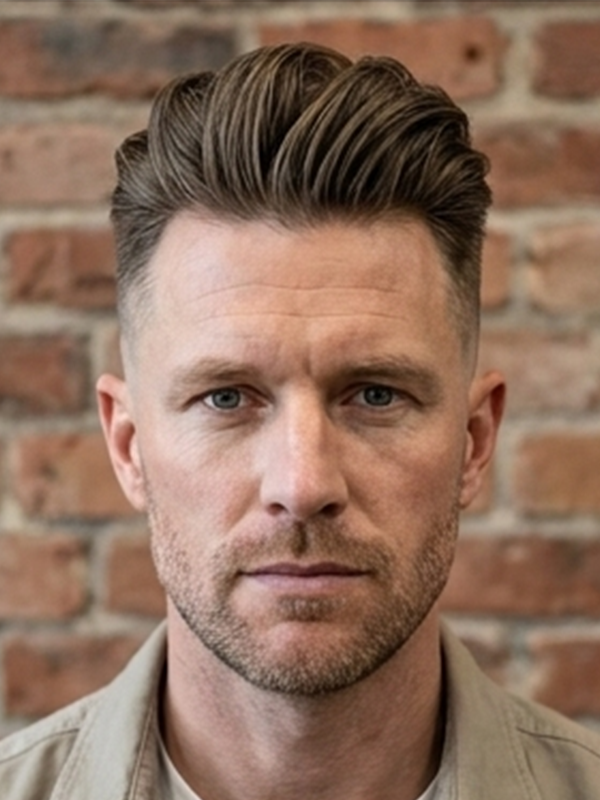 Quiff alto en un hombre de pelo grueso y liso