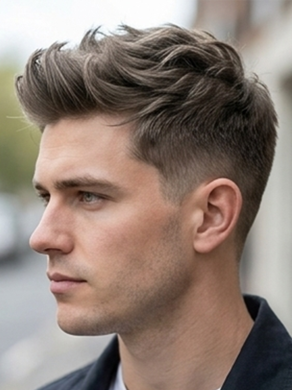 Quiff rubio con volumen en la parte delantera