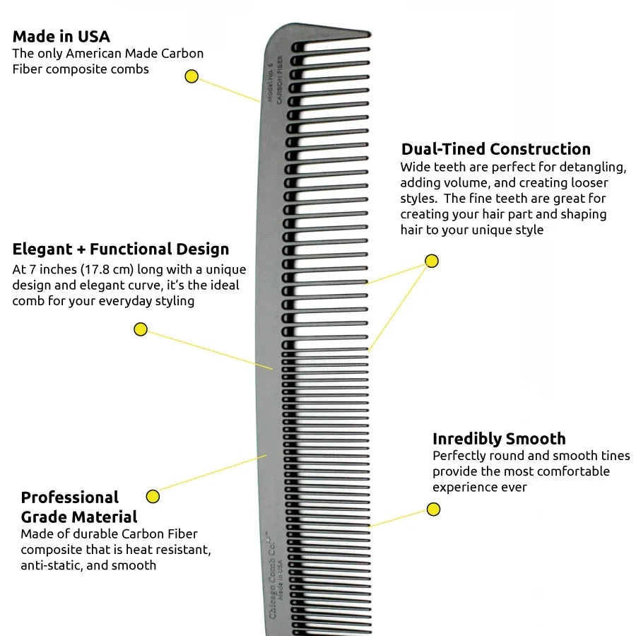 Hair Comb Model No. 6 – Carbon Fiber chicago comb co
