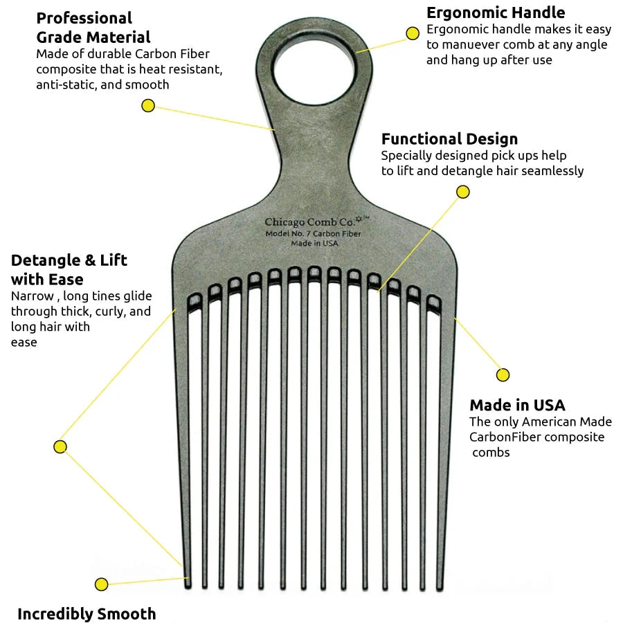 Afro Comb Model No. 7 – Carbon Fiber
