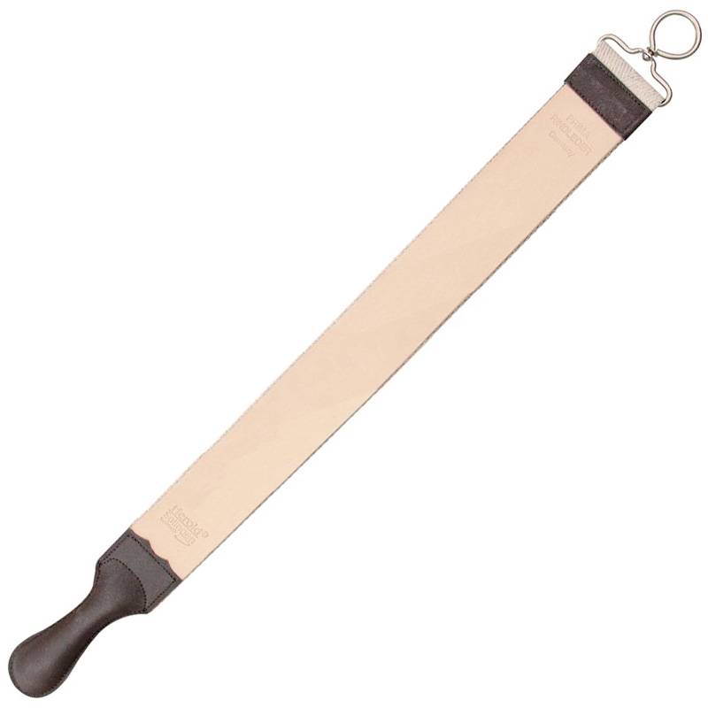 Herold of Solingen Afilador de Navaja Colgante con Mango Blanco 193J – Doble Cara – Cuero Juchten/Lino